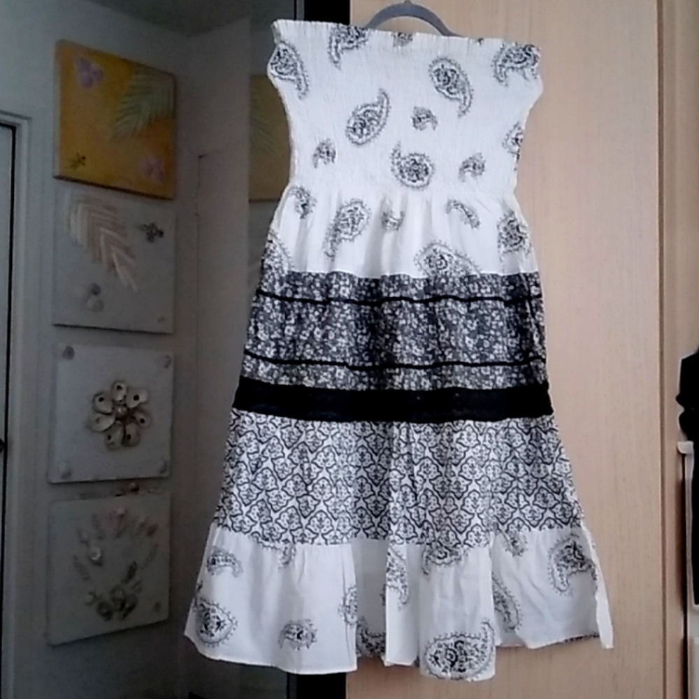 New Sundress strapless Cotton sz L